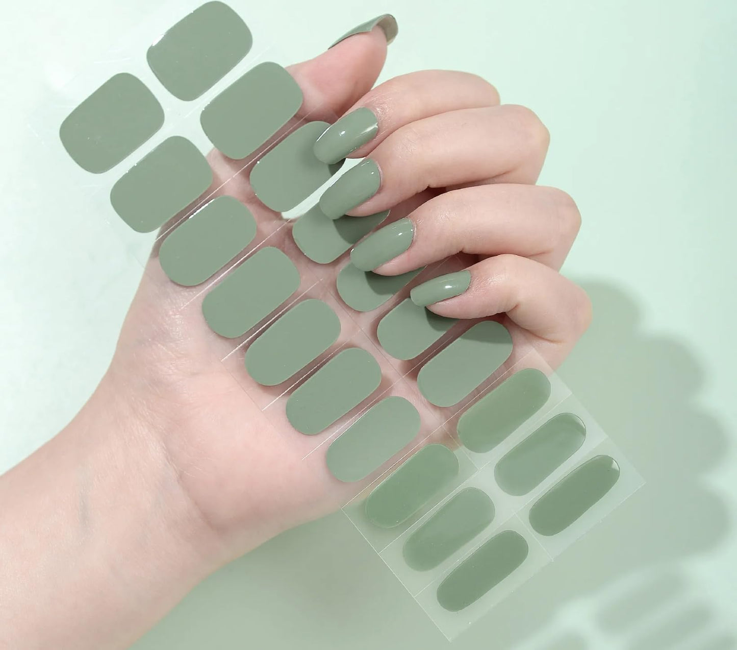 Generic Semi-Cured Gel Nail Strips (Forest Green) - Ultra Glossy, No UV Needed, Salon-Quality, Long Lasting, Easy to Apply- Set of 24