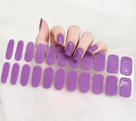 Generic Semi-Cured Gel Nail Strips (Pure Purple) - Ultra Glossy, No UV Needed, Salon-Quality, Long Lasting, Easy to Apply- Set of 24