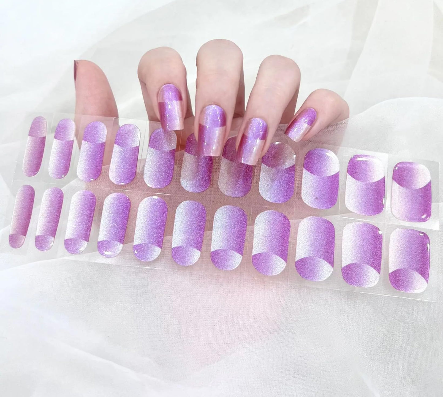 Generic Semi-Cured Gel Nail Strips (Chameleon Purple) - Ultra Glossy, No UV Needed, Salon-Quality, Long Lasting, Easy to Apply- Set of 24