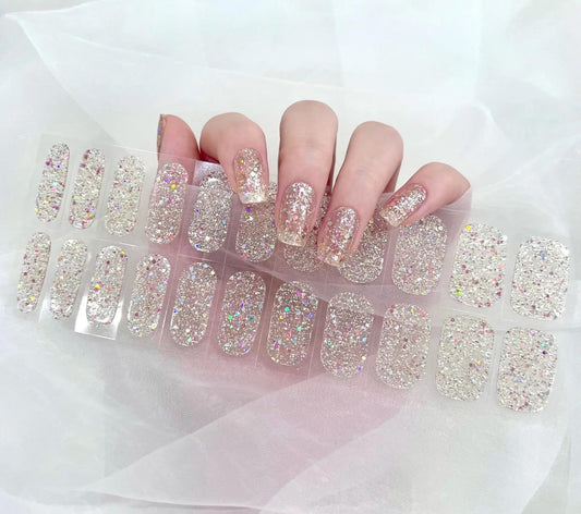 Generic Semi-Cured Gel Nail Strips (Glitter Bomb) - Ultra Glossy, No UV Needed, Salon-Quality, Long Lasting, Easy to Apply- Set of 24